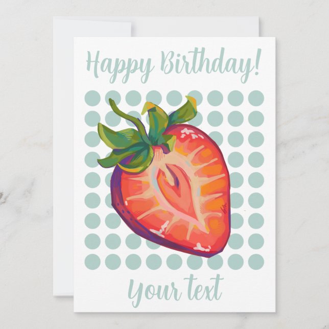 Happy Birthday Strawberry  Julkort (Framsida)