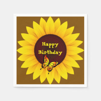 Happy Birthday Sunflower Paper Napkins Pappersservett