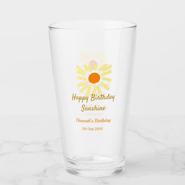 Happy birthday sunshine yellow orange birthday boh glaskopp (Framsida)