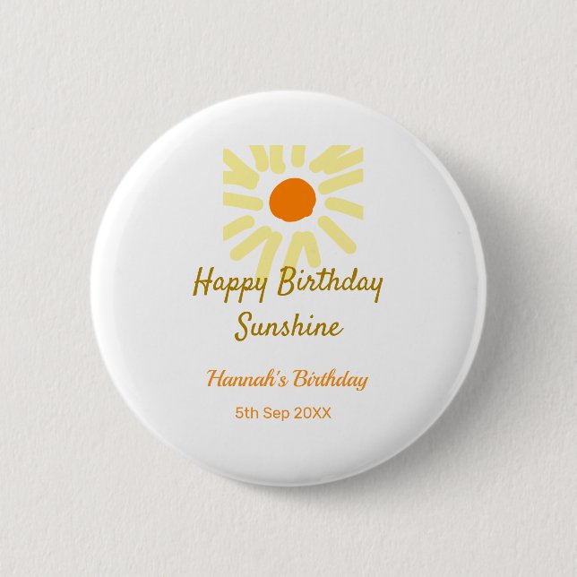 Happy birthday sunshine yellow orange birthday boh knapp (Framsida)