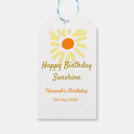 Happy birthday sunshine yellow orange birthday boh presentetikett