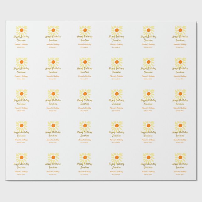 Happy birthday sunshine yellow orange birthday boh presentpapper (Platt)