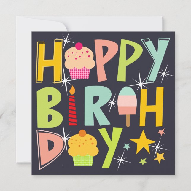 happy birthday T-Shirt Trucker Hat Keychain Magnet (Framsida)