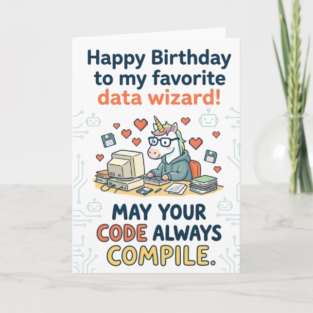 Happy Birthday to My Favorite Data Wizard Kort (Framsida)