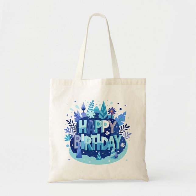 Happy Birthday Tote Bag Tygkasse ("Modern Everyday Birthday Tote Present")