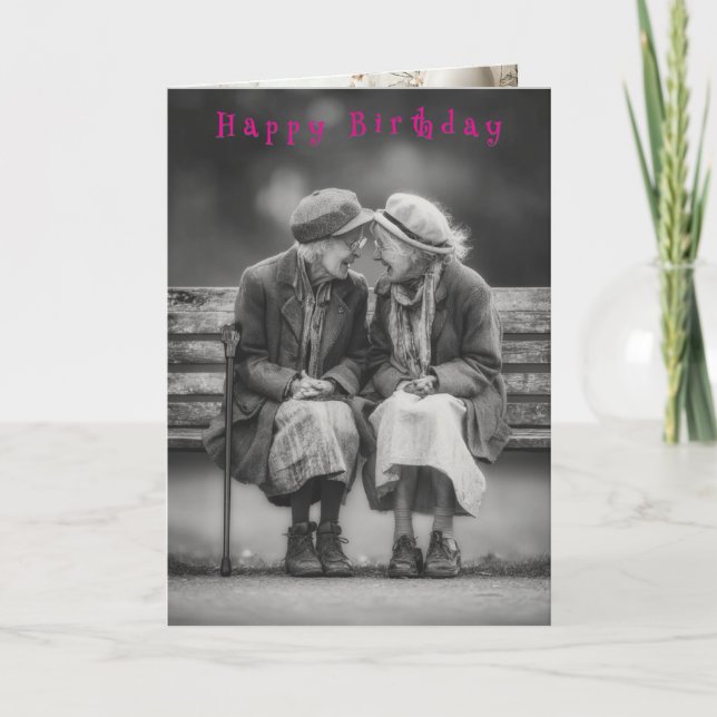 Happy Birthday Two Funny Laughing Ladies  Card Kort (Framsida)
