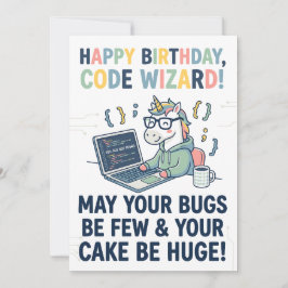 Happy Birthday Unicorn Code Wizard Julkort