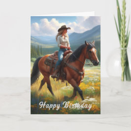 Happy Birthday Western Cowgirl Greeting Card Kort