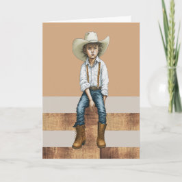 Happy Birthday Western Ranch Cowgirl Illustration  Kort