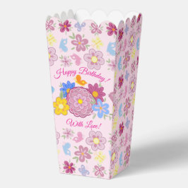 Happy Birthday Wild Flowers Garden Birds Pattern Presentaskar