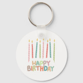 Happy Birthday with Candles Keychain Nyckelring