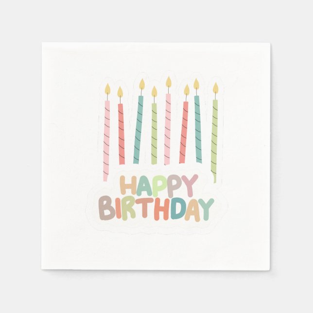 Happy Birthday with Candles on Pappersservett (Framsidan)