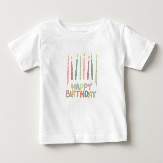 Happy Birthday with Candles T-Shirt (Framsida)