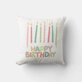 Happy Birthday with Candles Throw Pillow Kudde