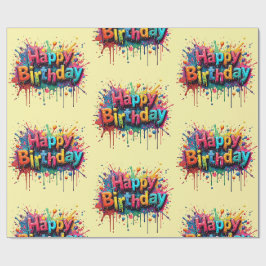 Happy Birthday Wrapping Paper – Bright Multicolor Presentpapper