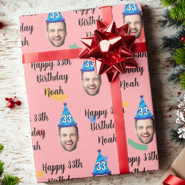 Happy Birthday Wrapping Paper, Custom Birthday Red Presentpapper