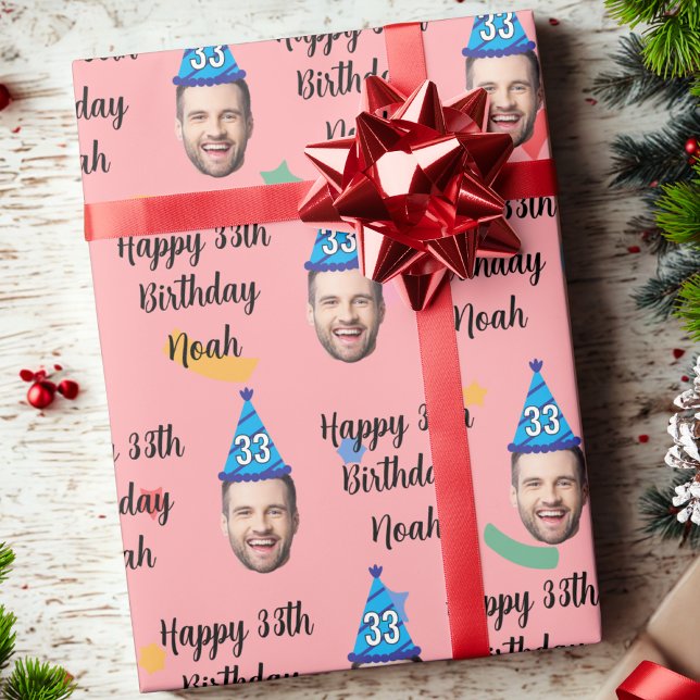 Happy Birthday Wrapping Paper, Custom Birthday Red Presentpapper (Skapare uppladdad)