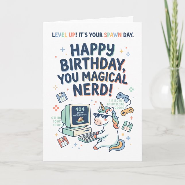 Happy Birthday You Magical Nerd Kort (Framsida)