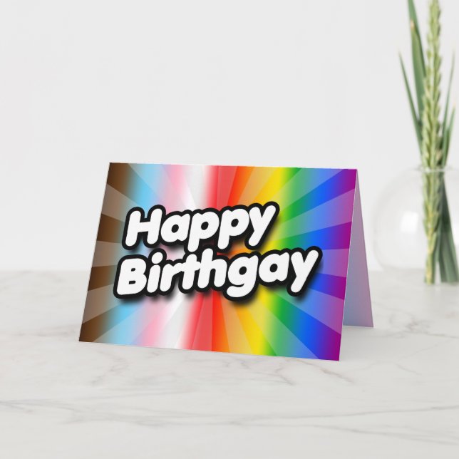 Happy Birthgay (Progress Pride) Kort (Framsida)