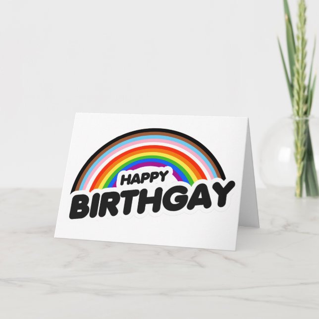 Happy Birthgay Progress Pride Kort (Framsida)