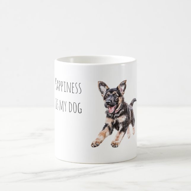 Happy Black Cream Dog  Kaffemugg (Center)