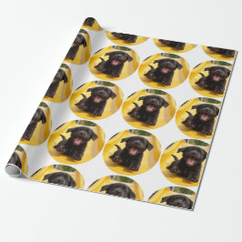 Happy Black Lab Puppy on Slide Fun Gift Wrap Presentpapper