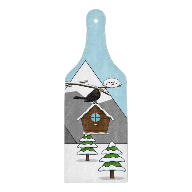 Happy Blackbird Singing in Winter Landscape (Framsidan)
