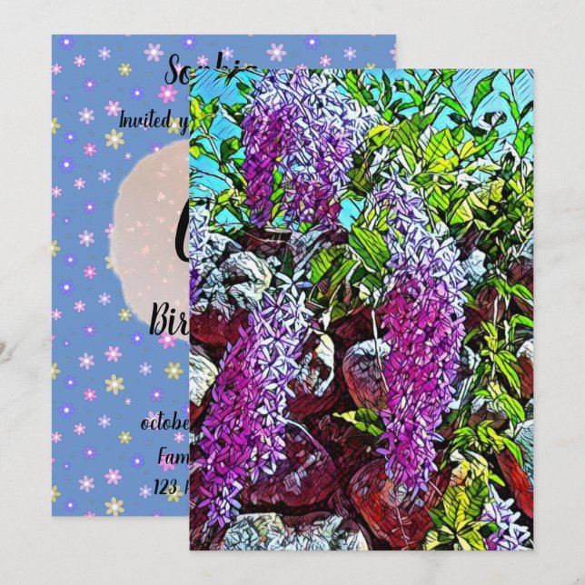 Happy blooming flower inbjudningar (Fram/baksida)