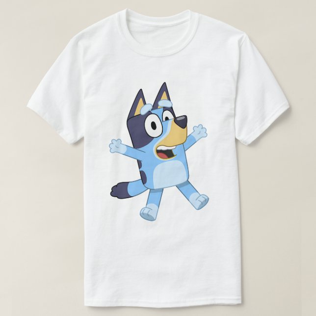 Happy Blue Dog Jumping T Shirt (Design framsida)