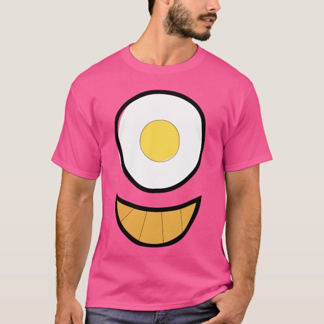 Happy Breakfast of a Fried Egg and a Croissant 80s T Shirt (Framsida)