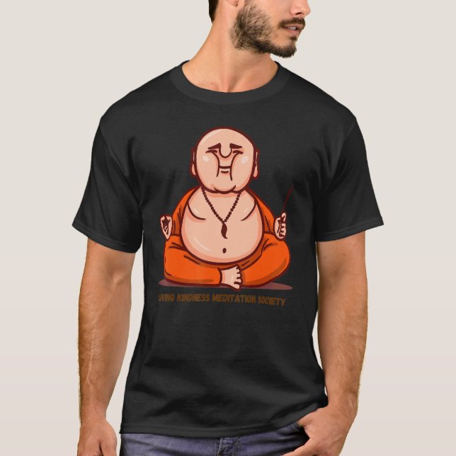 Happy Buddha Loving Kindness Metta Blessing Prayer T Shirt (Framsida)