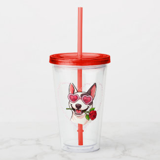Happy bull terrier take away mugg
