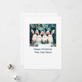 Happy Bunnies Christmas Card with Custom Message Julkort