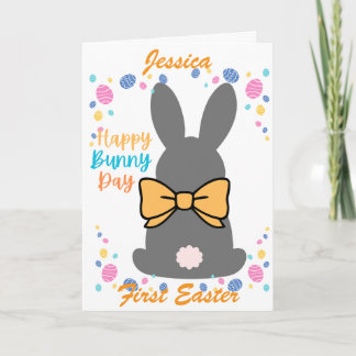 Happy bunny day personalized first easter helgkort