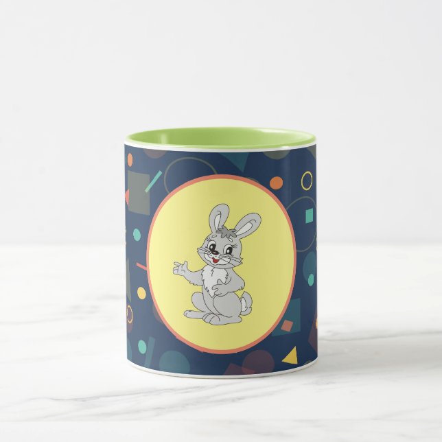 Happy Bunny Pastel Mug - Cute Rabbit Ceramic Mugg (Center)