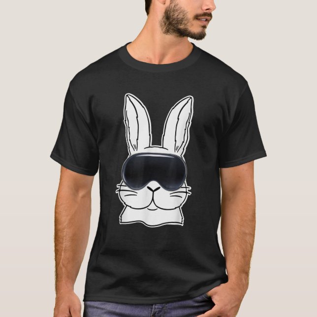 Happy Bunny With VR Glasses Metaver Easter Day Dad T Shirt (Framsida)