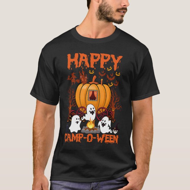 Happy Camp O Ween Halloween Camping Camper T Shirt (Framsida)