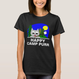 "Happy Camp Purr" Rolig Camping Katt T Shirt