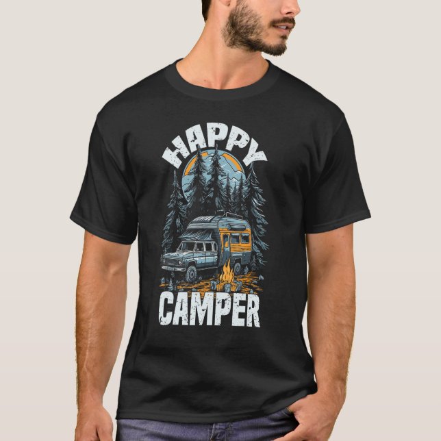 Happy Camper  Camping Graphic Tees for Men Women T Shirt (Framsida)
