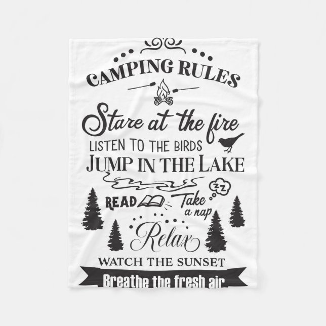 Happy Camper Camping Rules Fleecefilt (Framsidan)