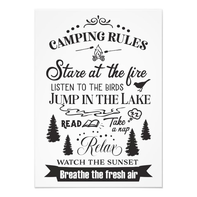 Happy Camper Camping Rules Fototryck (Framsidan)