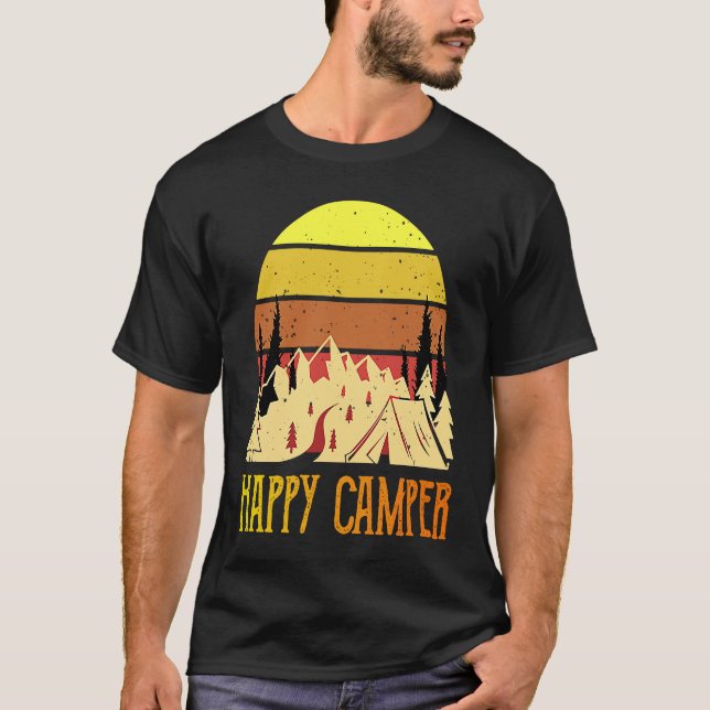 Happy Camper  Camping T Shirt (Framsida)