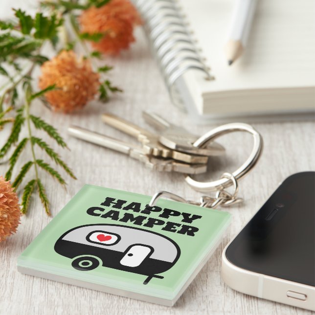 Happy Camper cute keychain for RV mobile home (Högra Framsidan)