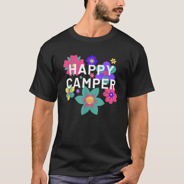 Happy Camper Floral Layering Flowers Camping Tee f (Framsida)