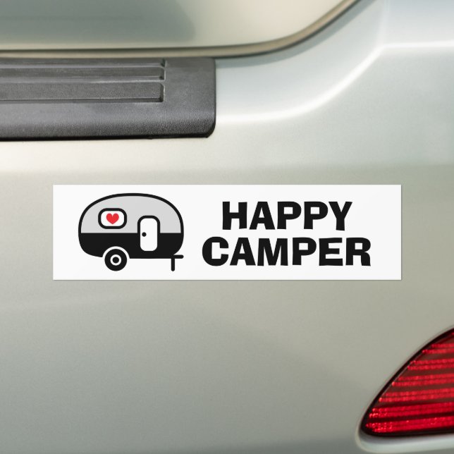 Happy Camper funny bumper sticker for vehicle Bildekal (På Bil)