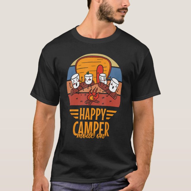 Happy Camper Mode On  Happy Marshmallows Camping T Shirt (Framsida)