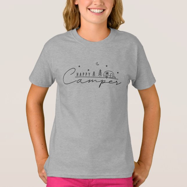 Happy Camper Silhouette T Shirt (Framsida)