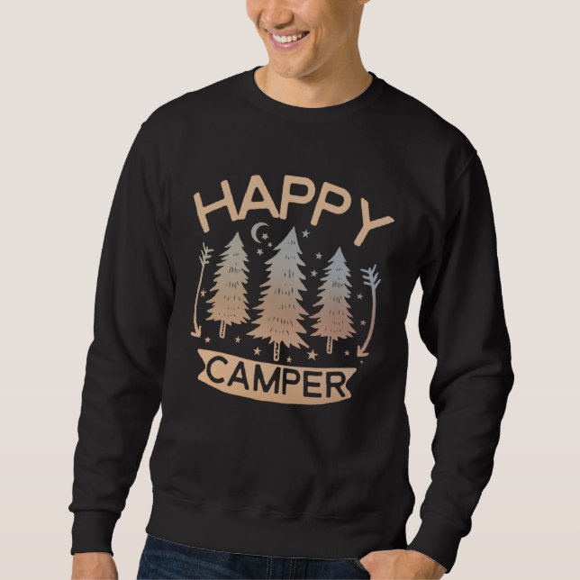 Happy Camper  Womens Family RV Camping  Kids Lång Ärmad Tröja (Framsida)