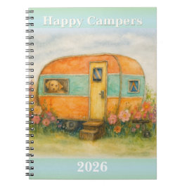Happy Campers 2025 Spiral Notebook — Retro Caravan Anteckningsbok