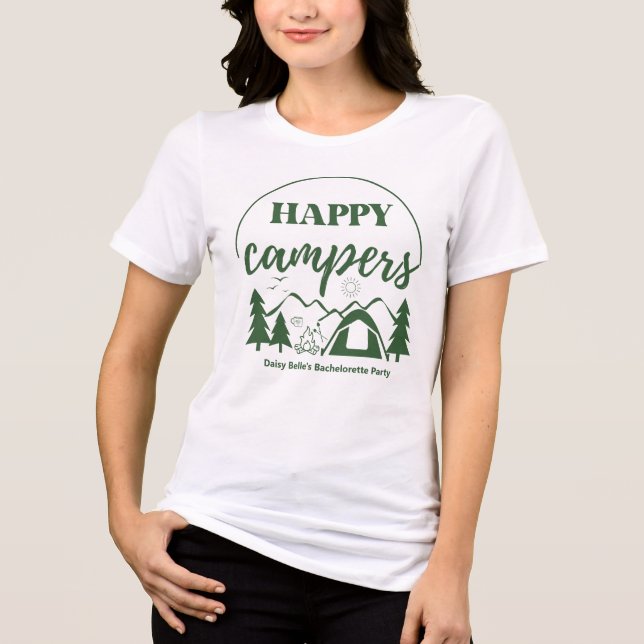 Happy Campers Bachelorette Green T-Shirt (Framsida)
